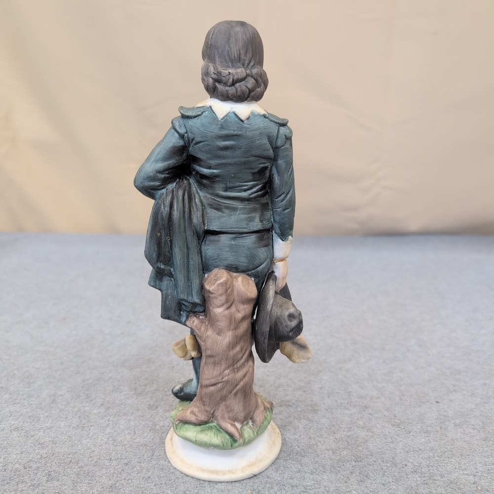 Vintage Porcelain Blue Boy Figurine Matte Hand Painted 18th Century Style Statue - Picture 2 of 4